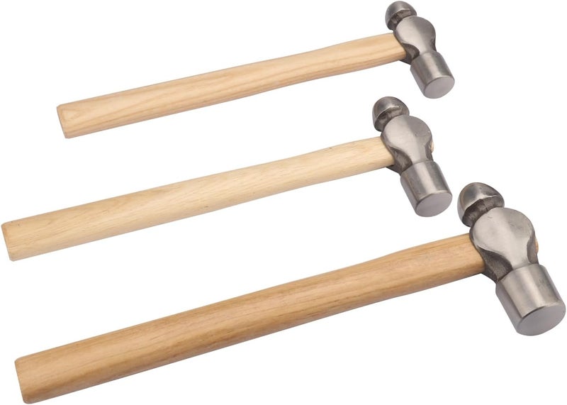GENHAKON 3 Packs Ball Peen Hammer Set, 16oz & 24oz & 32oz, Ball Pein Hammers with Forged Steel Head & Wood Handle, by . - Image 4
